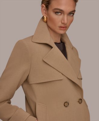 Women's Short Crepe Notch Collar Trench Coat