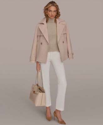 Women's Short Crepe Notch Collar Trench Coat