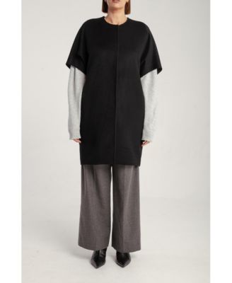 Women's Cashmere Short Sleeve Crew Neck Coat