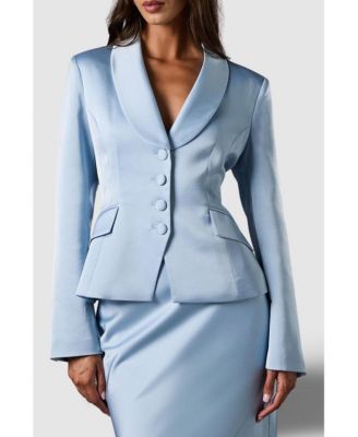 Women's Satin Lapel Waisted Blazer