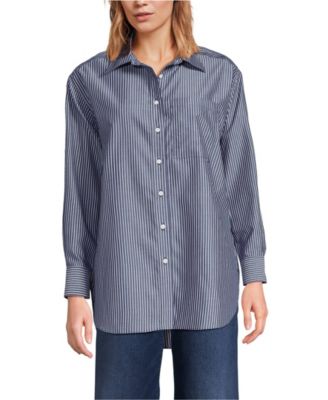 Women's Oversized No Iron Tunic with Statement Collar Shirt