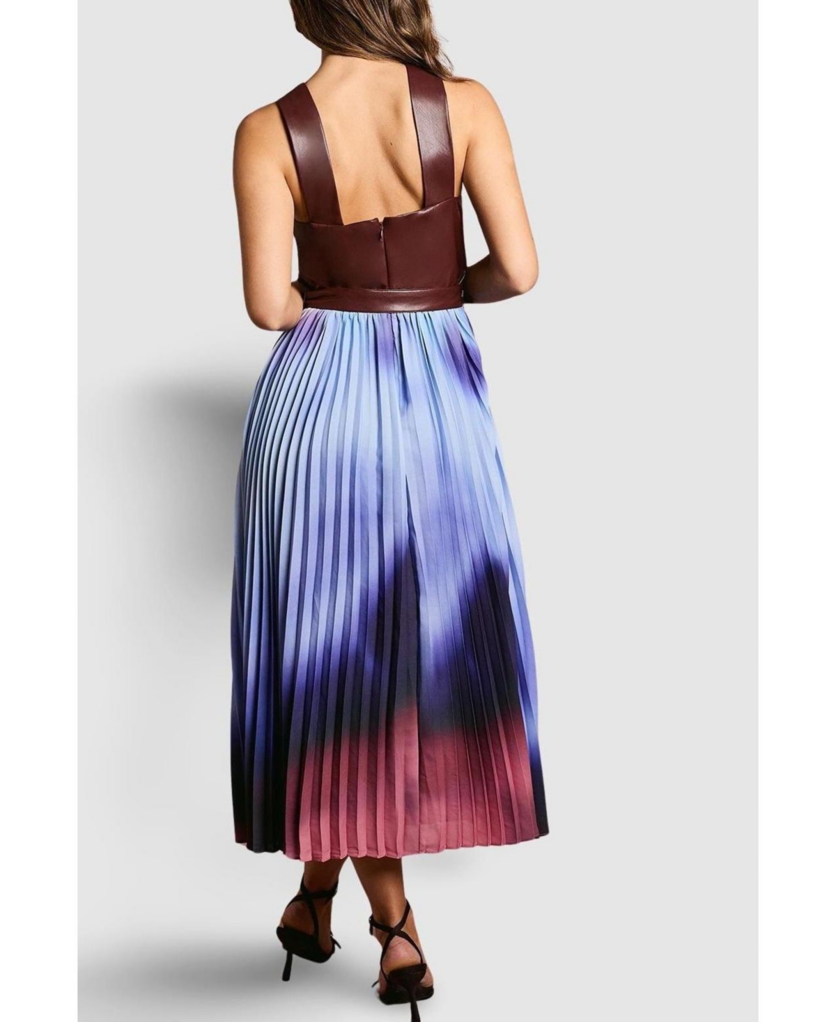 Coast Women's Pu Cross Neck Belted Midi Dress