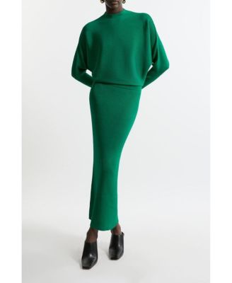 Women's Drape Knit Bat Wing Pencil Midi Dress