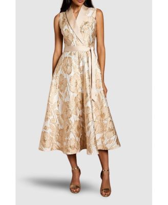 Women's Sleeveless Tux Jacquard Midi Dress