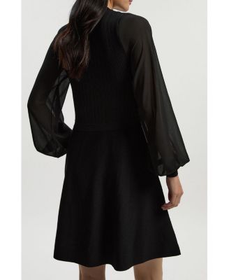 Women's Chiffon Sleeve Mini Knit Dress