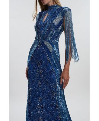 Women's Embellished Tassel Sleeve Maxi Dress