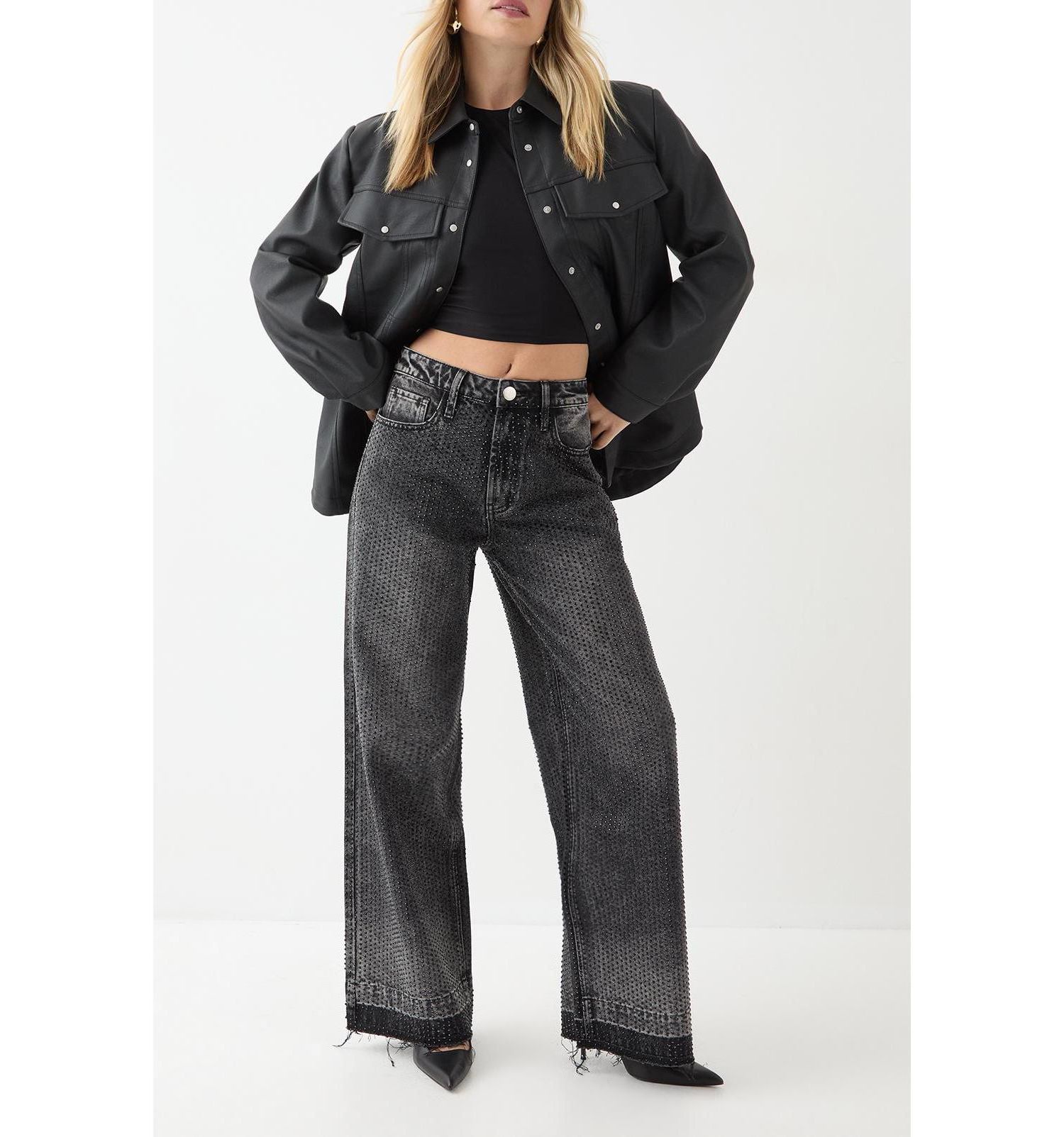 Women's Diamante Embellished Straight Leg Jeans