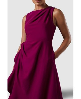 Women's Crepe Ruffle Low Back Dress