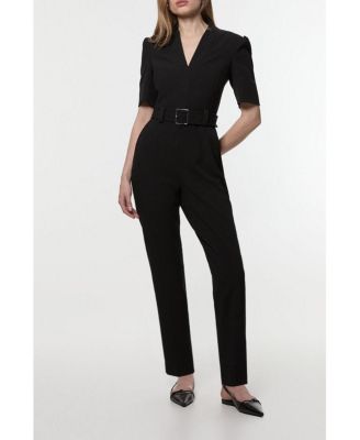 Petite Crepe Belted Jumpsuit