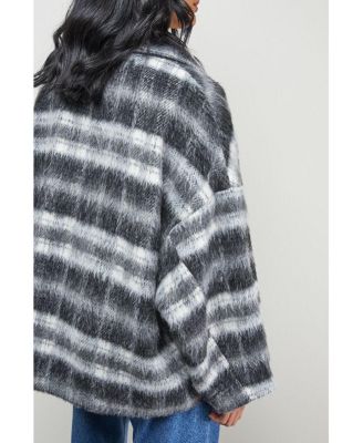 Women's Check Oversized Short Car Coat