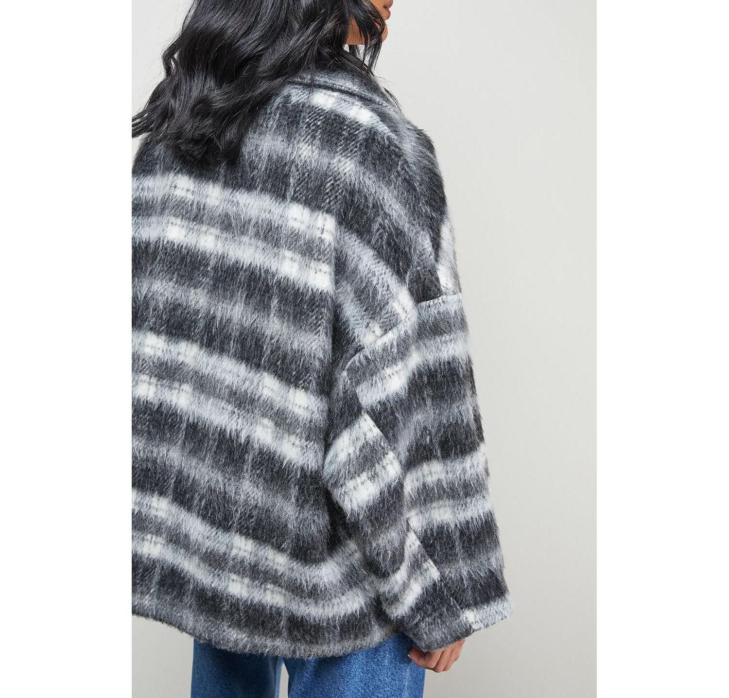 Women's Check Oversized Short Car Coat