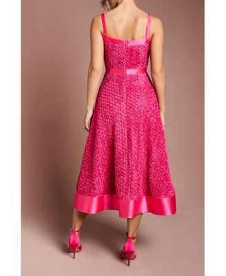 Women's 3D Flower Strappy Midi Dress