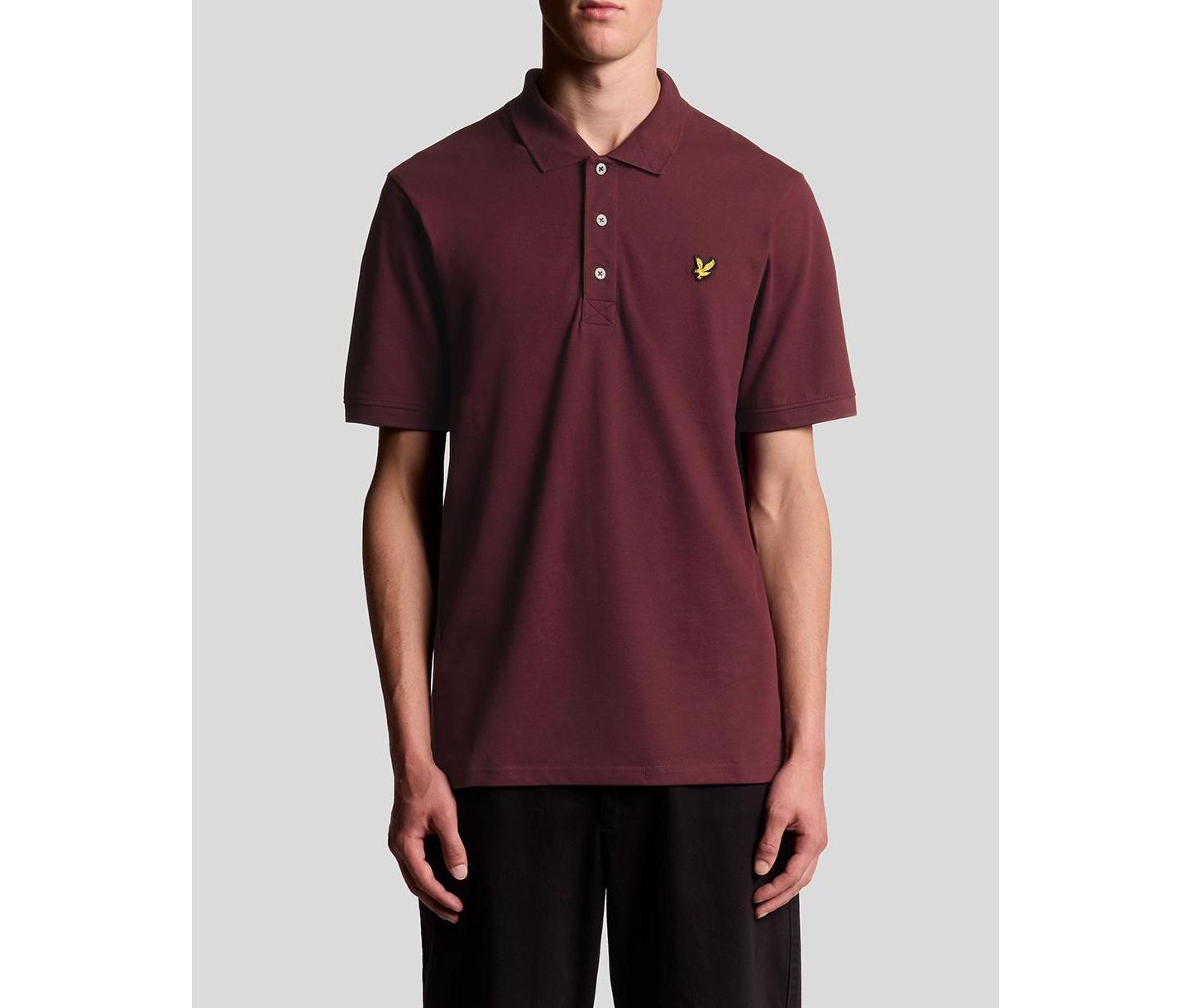 Мужское поло Lyle & Scott Plain Polo, цвет: Бордовый — фото 9