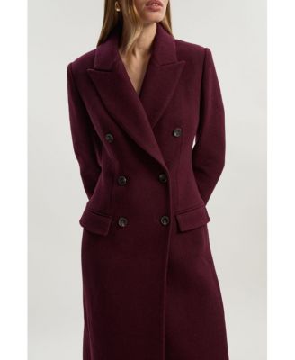 Women's Wool Double Breasted Tailored Midi Coat