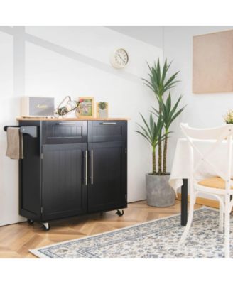 Kitchen Island Storage Trolley with Drawer and Towel Rack, Rolling Cart