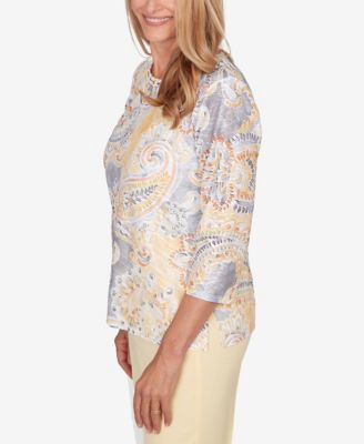 Women's  Al Fresco Paisley Printed Patch Knit Top