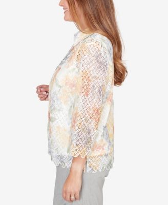 Women's  Al Fresco Lace Floral Two In One Top with Necklace