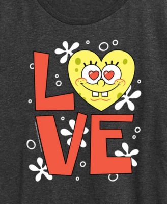 Women's Spongebob Squarepants Love Heart Short Sleeve Graphic T-Shirt
