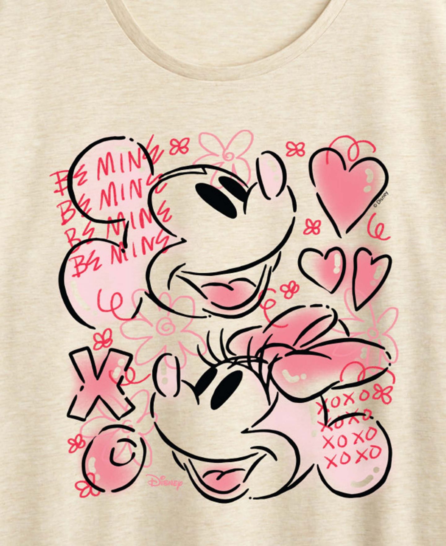Женская футболка Hybrid Apparel Mickey And Minnie Be Mine Xoxo Short-Sleeve Graphic, цвет: Берёзовый — фото 2