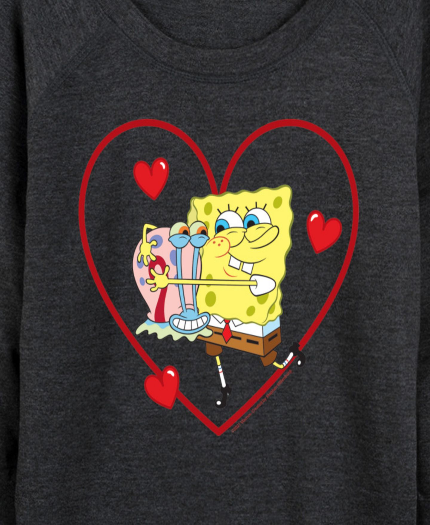 Женская футболка Hybrid Apparel Spongebob Squarepants Gary Heart French Terry Long-Sleeve, цвет: Меланжевый угольный — фото 2