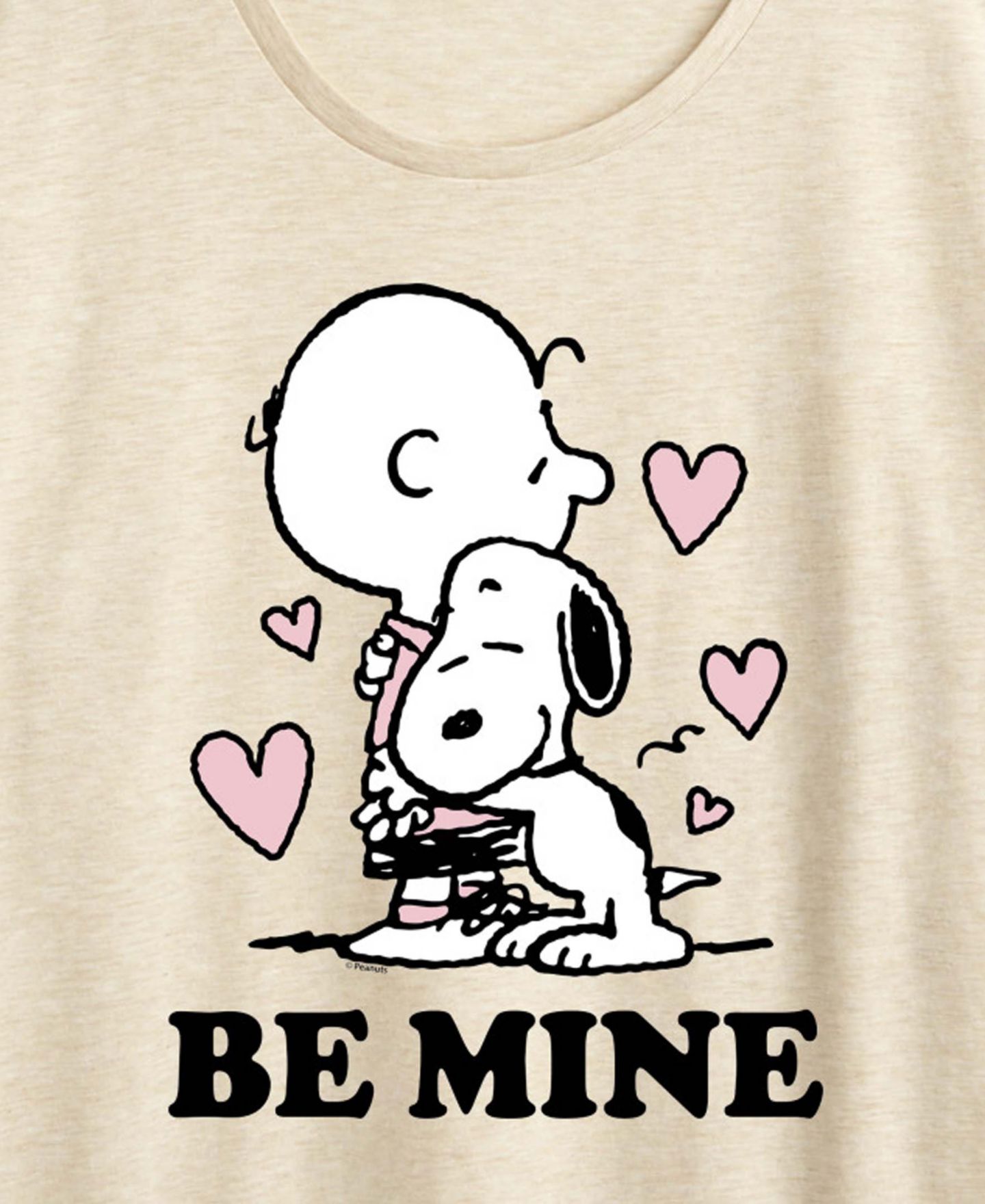 Женская футболка Hybrid Apparel Peanuts Snoopy And Charlie Be Mine Short-Sleeve Graphic, цвет: Берёзовый — фото 2