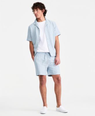 Men's Aqua Geo Cotton Shorts