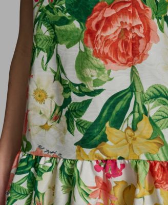 Women's Floral Print Mock Neck Dress