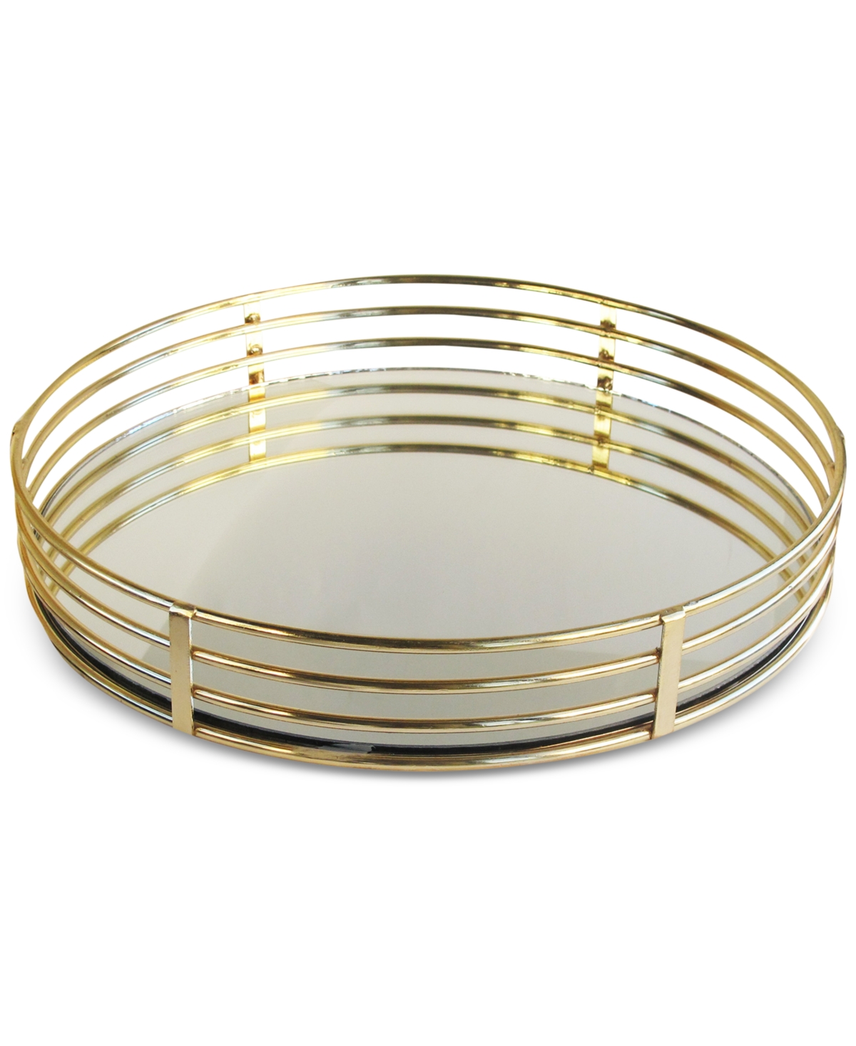 Jay Imports Circle Mirrored Tray In Gold