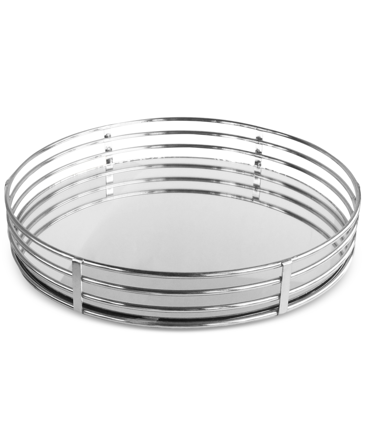 Jay Imports Circle Mirrored Tray In Silver