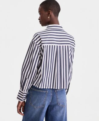 Women's Cropped Cotton Poplin Shirt