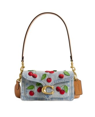 Tabby Small Denim Cherry Embroidery Shoulder Bag 20