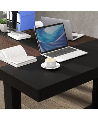 86.6 in. W, Retangular Black Walnut Wood Writing Desk Office Commercial Desk Computer Table, Meeting Table