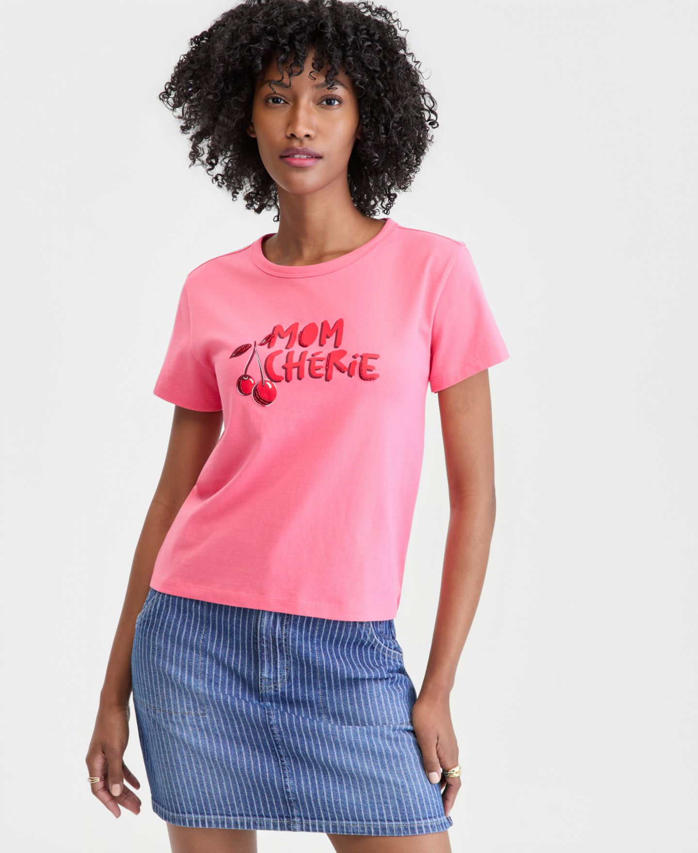 Женская футболка On 34th Cotton Mom Cherié Graphic, цвет: Розовый — фото 1