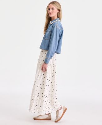 Women's Dot-Print Tiered Midi Skirt