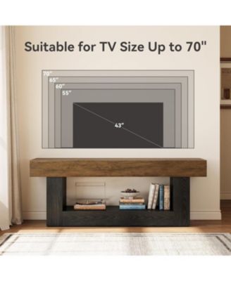 TV Stand  for TVs Up to 70 Inches, 63 Inches Media TV Console, Entertainment Center with U-Shaped Pedestal & Open Storage Shelf