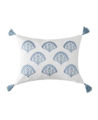 Cabana Stripe Embroidered Tassel Decorative Pillow, 14" x 18"