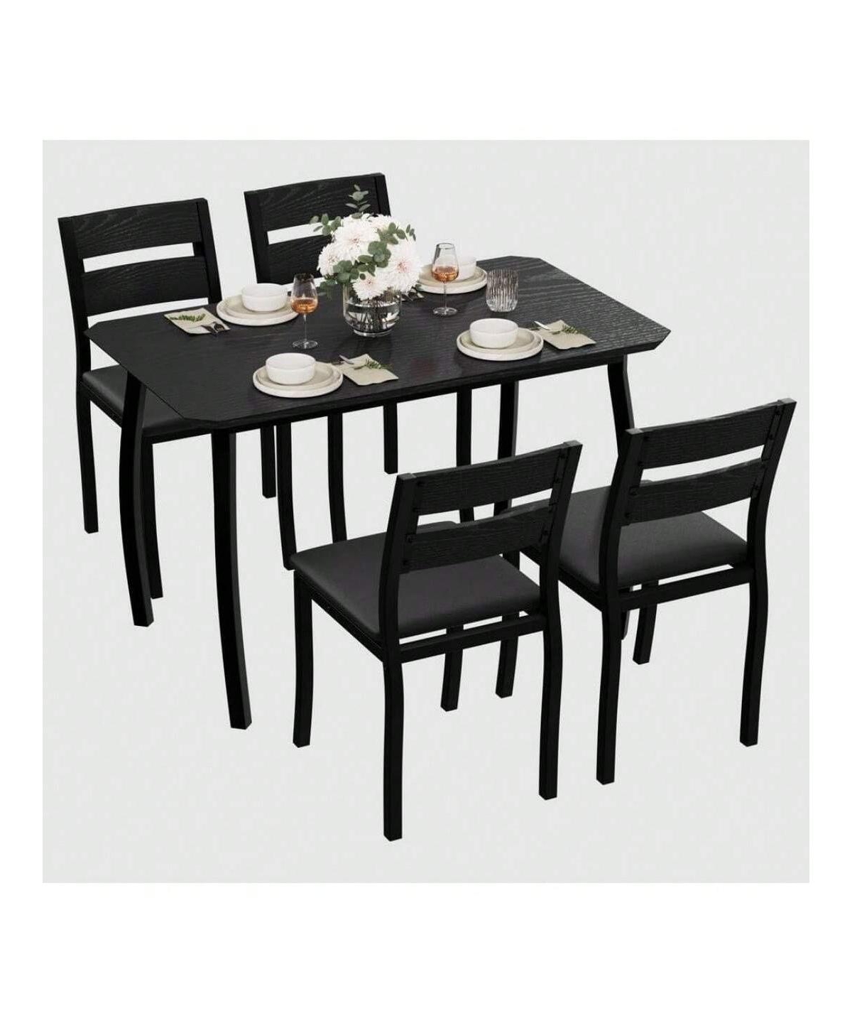 gaomon Kitchen Table Dining Table Set For 4 5 Piece Metal Frame Kitchen Table And Chair Set for Dining Room