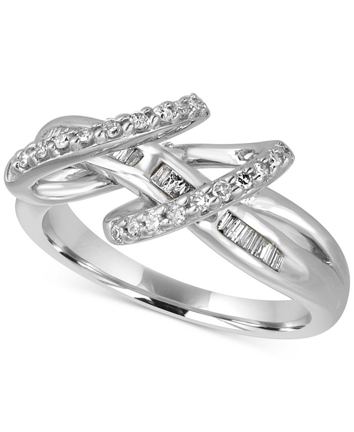 Macy's Diamond Baguette Double Loop Ring (1/3 ct. t.w.) in Sterling ...