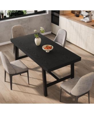 Kitchen Table Industrial Dining Table for 4-6 People Long Wooden Kitchen Table