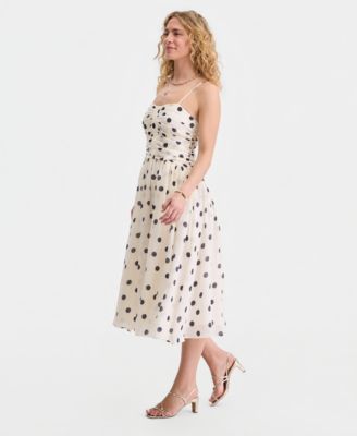 Women's Dot-Print Sweetheart-Neck Midi Dress