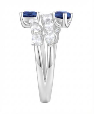 Blue Topaz (1 ct. t.w.) & Lab-Grown White Sapphire (2 ct. t.w.) Ring in Sterling Silver (Also Available in Multi-Stones)