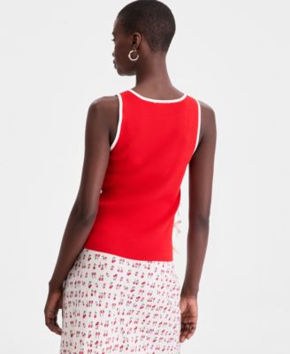 Women's Bow-Trim Sleeveless Sweater Tank Top