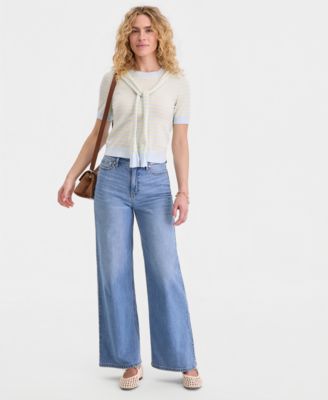 Women's Stripe Tie-Front Sweater Tee