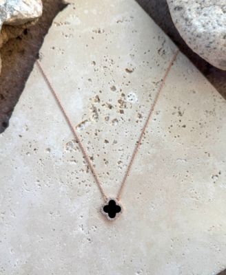Rose Gold CZ Black Clover Necklace