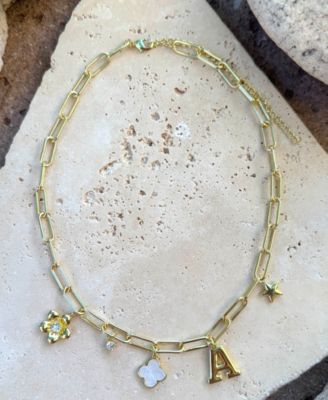 Gold Initial Chunky Charm Necklace