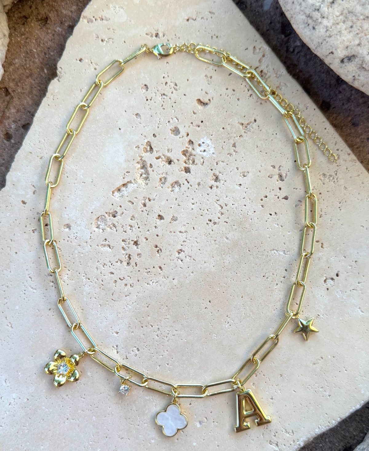 Adornia Gold Initial Chunky Charm Necklace