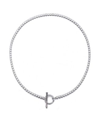 Silver Crystal Toggle Tennis Necklace