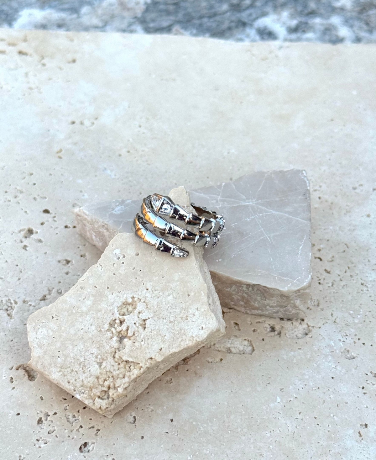 Adornia Silver Snake Double Wrap Ring