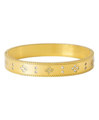 Tarnish Resistant Gold Clover Bangle Bracelet