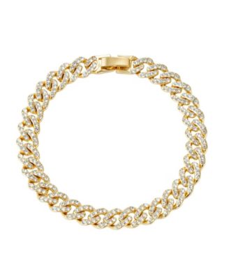 Gold Crystal 8mm Curb Chain Bracelet